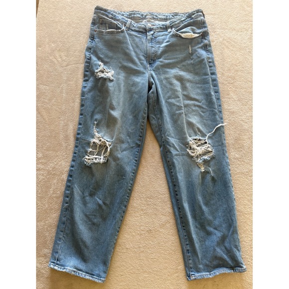 Old Navy Women's 16 O.G. Loose‎ High Rise Ripped Distressed Jeans Fit Light Wash - Picture 1 of 6